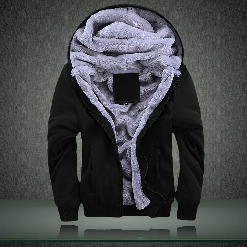 Men's Casual Winter Thickened Warm Hooded Fleece Jacket