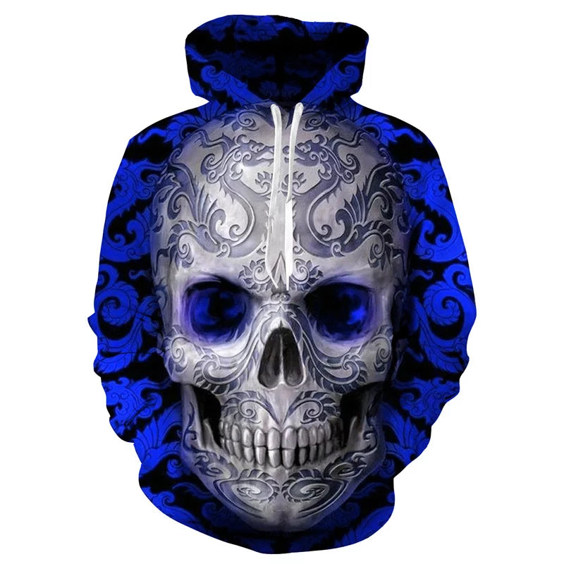 Sweats à capuche 3D pour hommes Terror Skull 3D Prime Pullover Sweat à capuche