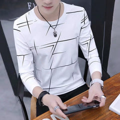 Men Long Sleeve Stripe O-Neck Casual T-shirt