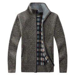 Cardigan de cuello de pie grueso de invierno de otoño para hombres