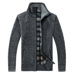 Cardigan de cuello de pie grueso de invierno de otoño para hombres