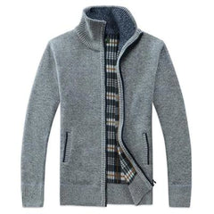 Cardigan de cuello de pie grueso de invierno de otoño para hombres