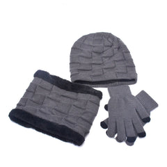 Winter Man Hat Gloves Scarf Two-piece Three-piece Set Knitted Men's Outdoor Warm Beanie Cap