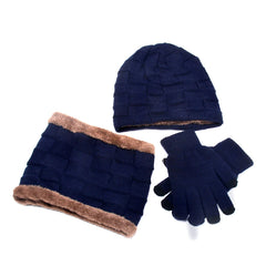 Winter Man Hat Gloves Scarf Two-piece Three-piece Set Knitted Men's Outdoor Warm Beanie Cap