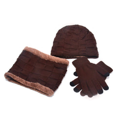 Winter Man Hat Gloves Scarf Two-piece Three-piece Set Knitted Men's Outdoor Warm Beanie Cap