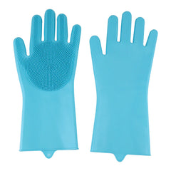 Guanti da piatti in silicone con spazzola da piatto, guanti per la casa per guanti da cucina anti-slip, resistenti all'usura e magici