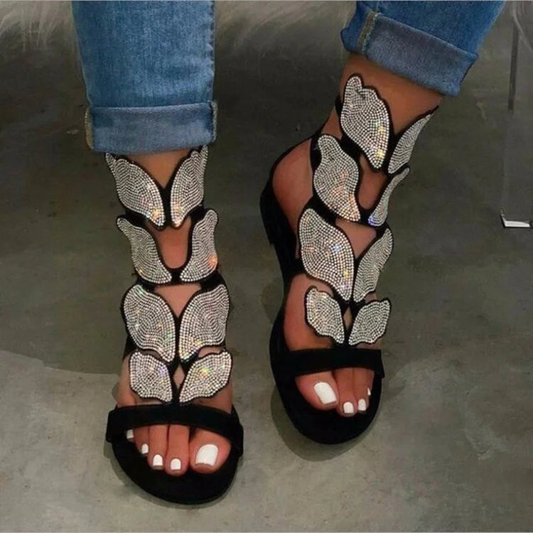 Plus Size Women's Rhinestone Sandals