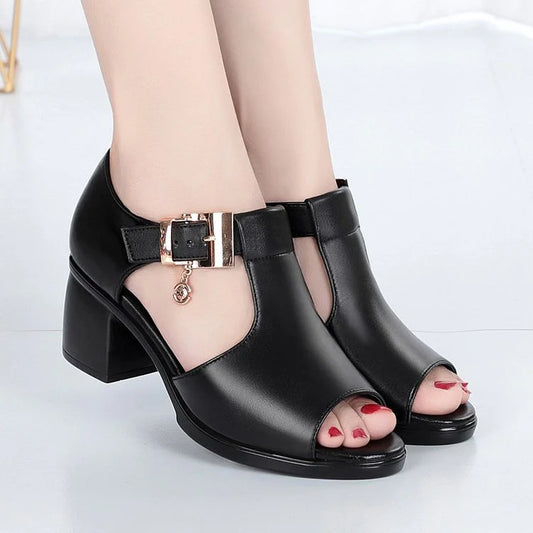 Women's Thick Heel Fish Mouth Sandals