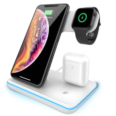 15W Fast Qi Wireless Charger Stand For iPhone 12 11 XS XR X 8 3 in 1 Charging Dock Station for Apple Watch 6 5 4 3 2 Airpods Pro