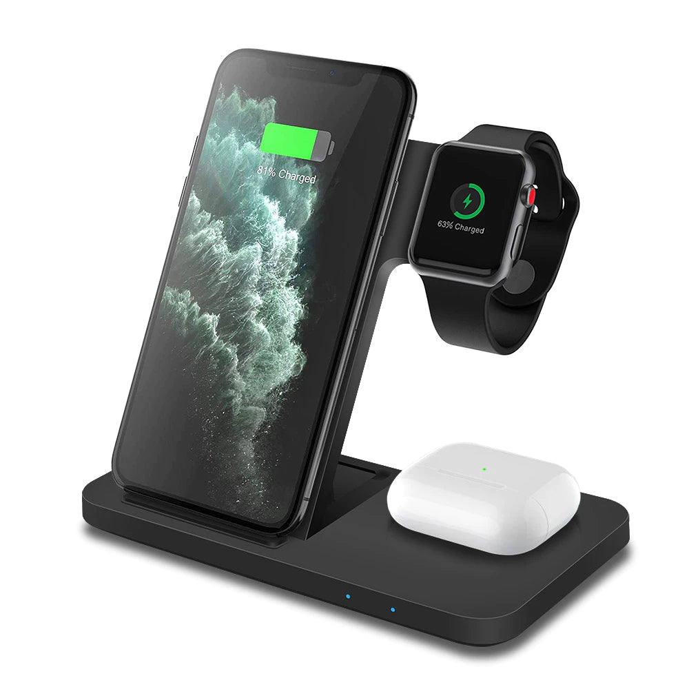 15W Fast Qi Wireless Charger Stand For iPhone 12 11 XS XR X 8 3 in 1 Charging Dock Station for Apple Watch 6 5 4 3 2 Airpods Pro