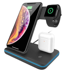 15W Fast Qi Wireless Charger Stand For iPhone 12 11 XS XR X 8 3 in 1 Charging Dock Station for Apple Watch 6 5 4 3 2 Airpods Pro