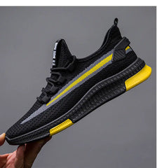 Spring Men's Shoes Trendy Casual Sports Shoes Fashionable Flying Woven Breathable Mesh Shoes Outdoor Running Shoes