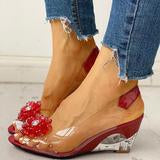 Sandalias Summer Nuevas zapatillas de talón de la pendiente de diamantes de imitación
