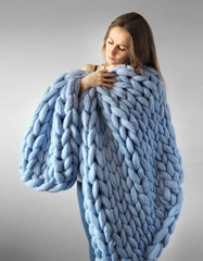 Chunky Knit Handmade Blanket Arm Knit Blanket Wool Blanket Sofa Throw Blanket Chunky Blanket