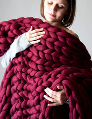 Chunky Knit Handmade Blanket Arm Knit Blanket Wool Blanket Sofa Throw Blanket Chunky Blanket