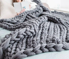 Chunky Knit Handmade Blanket Arm Knit Blanket Wool Blanket Sofa Throw Blanket Chunky Blanket