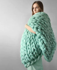 Chunky Knit Handmade Blanket Arm Knit Blanket Wool Blanket Sofa Throw Blanket Chunky Blanket