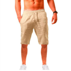 Shorts en lin pour hommes décontractés classiques ajustés de taille élastique en intérieur de 11 pouces