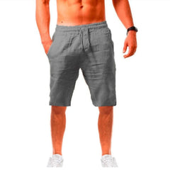 Shorts en lin pour hommes décontractés classiques ajustés de taille élastique en intérieur de 11 pouces