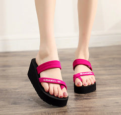 Flip Fleps Sandalias de zapatillas para mujeres Sandalias Playa de verano para jóvenes Desgaste externo Plataforma de tacones