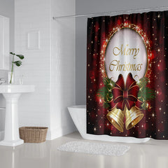 Christmas Shower Curtain Set,Bathroom Mat Non Slip,Polyester Durable Waterproof Shower Curtain with 12 Hooks