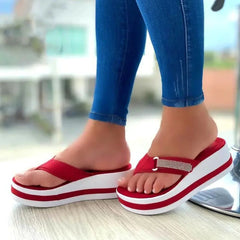 Flip Flops Wedge szczypt Summer Damskie Kapcie platformy na zewnątrz