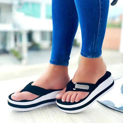 Flip Flops Wedge szczypt Summer Damskie Kapcie platformy na zewnątrz