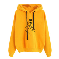 Loose-fit Leisure Time Print Flower Hooded Female Sweater