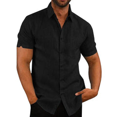 VanVene Herren -Leinenhemden Kurzärmelhemden Button Down Cotton Summer Casual Lose Fit Shirt Tops