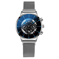 Men's Fashionable Alloy Quartz Watch with Magnetic Mesh Strap