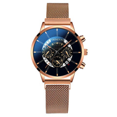 Men's Fashionable Alloy Quartz Watch with Magnetic Mesh Strap