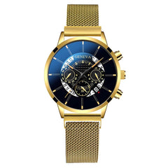 Men's Fashionable Alloy Quartz Watch with Magnetic Mesh Strap