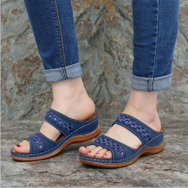 Open Toe Soft Platform Wedge Sandals For Women Cutout Arch Support Sandals Comfort Slide Sandals Lightweight Walking Slippers