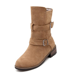 Buckle Mid-Heel Casual Short Tube Martin Boots Plus Size