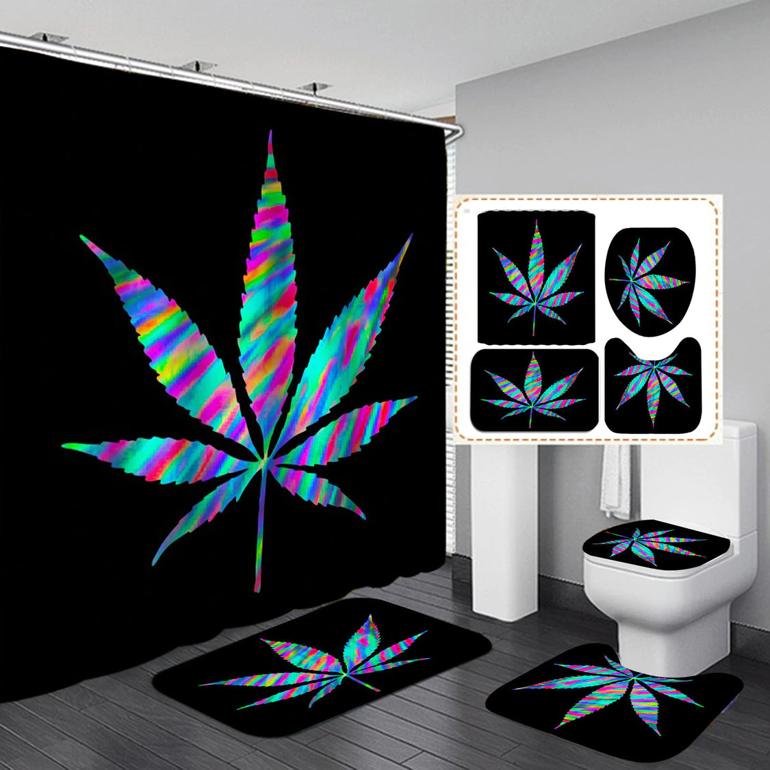 Colored Leaves 3D Digital Printing Home Decoration Shower Curtain Water Proof Shower Curtain