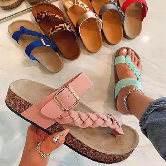 Kork Zehen Clip Slipper Frauen Sommer Mode kühlen Drag Paar Strandschuhe Sandalen Eltern-Kind flach großgröße