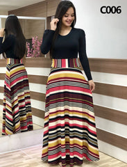 Kobiety maxi sukienka jesienna swobodna kwiatowa druk o szyja Patchwork Patchwork Tunik impreza elegancka boho sukienki szlafropowe panie plus size