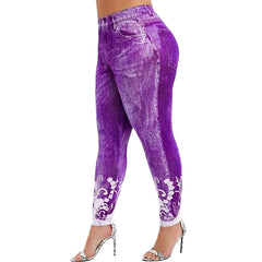 Beiboa Plus Size Jeans Spitzen Spitze hoher Taille Yoga Fitness Leggings Running Fitnessstudium Stretch Sporthosen Hosen