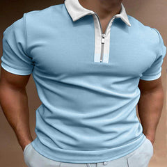 Polo à manches courtes pour hommes Quarter-zip Casual Daily Fit V Neck Basic conçu des chemises