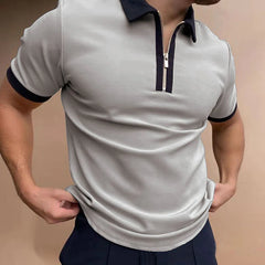 Herren Kurzarm Polo-Shirts Viertel-Zip lässig tägliche Fit v Hals Basic-entworfene Hemden