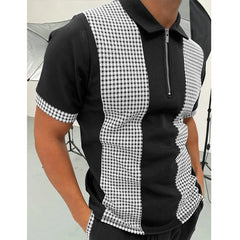 Men's Short Sleeve Polo Shirts Quarter-Zip Casual Daily Fit V Neck Basic Designed Shirts