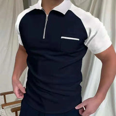 Men's Short Sleeve Polo Shirts Quarter-Zip Casual Daily Fit V Neck Basic Designed Shirts