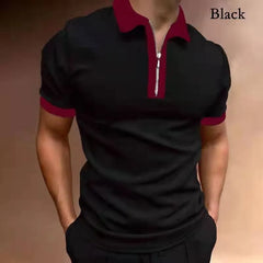 Polo à manches courtes pour hommes Quarter-zip Casual Daily Fit V Neck Basic conçu des chemises