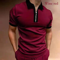 Men's Short Sleeve Polo Shirts Quarter-Zip Casual Daily Fit V Neck Basic Designed Shirts