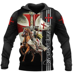 Templar Knight Hoodie 3D Printed Fashion Sportswear Harajuku Street Loose Plus Size Streetwear Men's Clothing