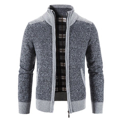 Herren -Farbblock -Pullover Patchwork plus Samt Reißverschluss Cardigan