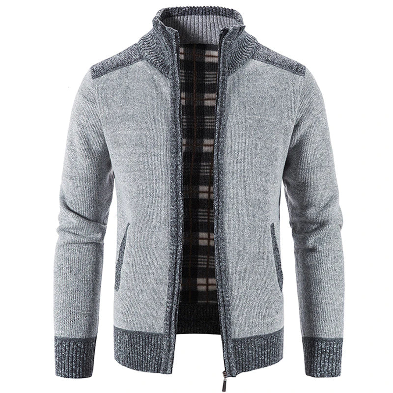 SWEATOR BLOCK MĘŻCZYZNY Patchwork Plus Velvet Zipper Cardigan