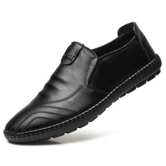 Chaussures en cuir masculines Doug Chaussures paresseuses Black Leisure Time's Chaussures pour hommes