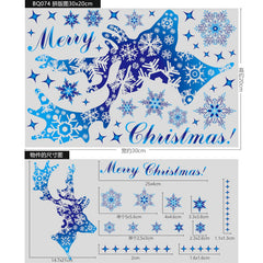 Christmas Decorations Snowflake Sticker Window Decoration Blue Elk Static Electricity Sticker