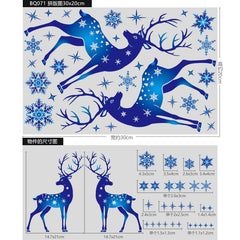 Christmas Decorations Snowflake Sticker Window Decoration Blue Elk Static Electricity Sticker